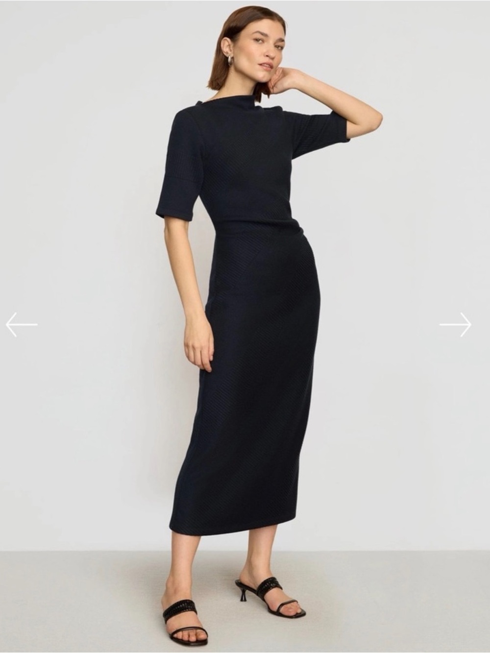 Modern Citizen Black Textured Knit Midi Dress